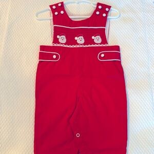 NWT Lil Cactus Christmas Longall Faux Smocking Santa 3-6mo